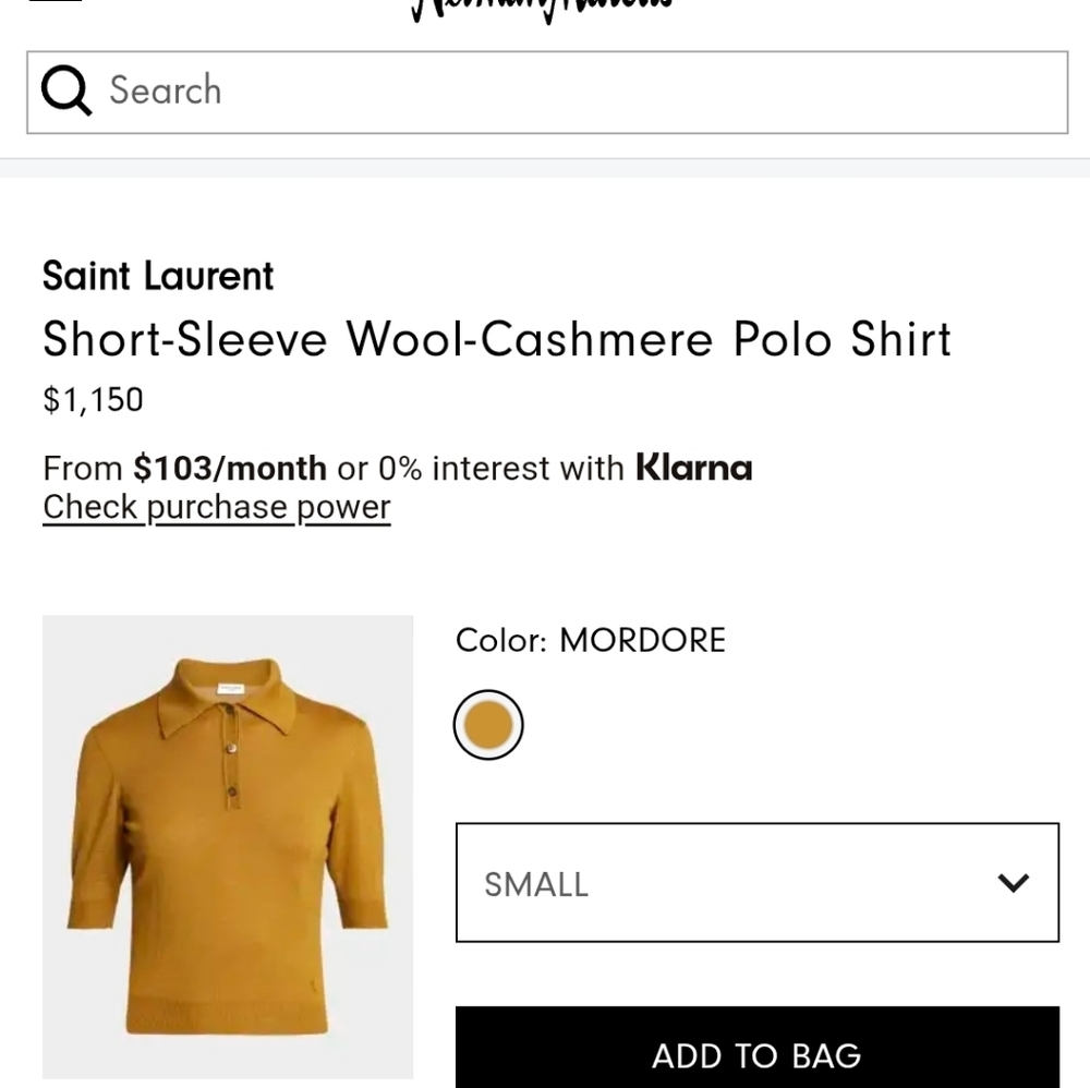 Saint Laurent $1200 Womens Cropped Polo Brown Cashmere Wool Collared SS Sz S - Picture 3 of 13